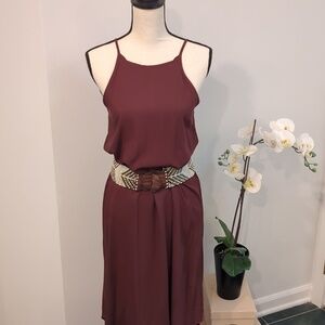 NWT - Brown Women's Cami Maxi Dress Sleeveless V Neck Solid Dress